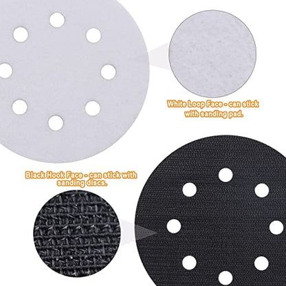 6 Pack Interface Pads, 5 Inch 8 Holes Hook and Loop Soft Foam Sanding Interface Pads, Sponge Cushion Backing Pad for Orbital Sander Automotive Woodworking Polishing - size: 5 inch 8 Hole - 6 Pack