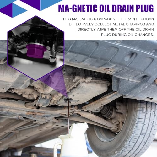 M14×1.5 Magnetic Oil Drain Plug, Transmission Oil Plug, Oil Pan Sump Drain Nut Bolt Screw Repair Kit, Car Magnetic Oil Drain Plug Removal Tool for Honda, Mazda, Suzuki, Jeep, Odyssey - color: Purple