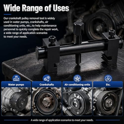 Pulley Puller Tool & 17mm Hex Wrench,High Strength Crankshaft Pulley Removal Tool Fits 40-160mm Pulleys,Universal Crank Pulleys Removal Tools for Crankshafts & Water Pumps