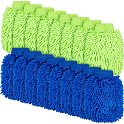 Toulite 16 Pcs Car Wash Mitt Chenille Microfiber Wash Mitt Double Sided Glove Cleaning Drying Mitts (7.48 x 10.24 Inch,Royal Blue,Green) - color: Royal Blue, Green, size: 7.48 x 10.24 Inch
