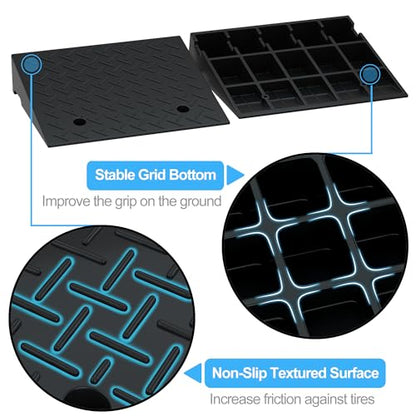 RELIANCER 2PCS Rubber Curb Ramps,6.3" Rise Height,5T Capacity Threshold Ramps for Loading Dock,Driveway Curb Ramp,Curbside Vehicle Ramp for Cars SUV Trucks Motorcycles Forklift Wheelchairs Lawn Mower - size: 6.3" Rise Height
