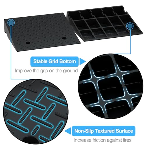 RELIANCER 2 PCS Rubber Curb Ramps,7.1" Rise Height,5T Capacity Threshold Ramps for Loading Dock,Driveway Curb Ramp,Curbside Vehicle Ramp for Cars SUV Trucks Motorcycles Forklift Wheelchairs Lawn Mower - size: 7.1" Rise Height