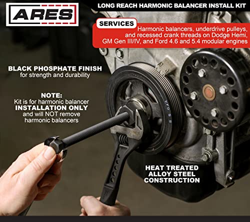 ARES 15087 – Long Reach Harmonic Balancer Install Kit – Install Balancer Pulleys on Domestic and Import Vehicles – Extra Long Installers for Late Model Applications - size: Long Reach Harmonic Balancer Install Kit