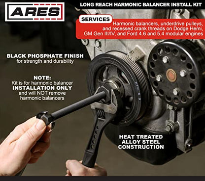 ARES 15087 – Long Reach Harmonic Balancer Install Kit – Install Balancer Pulleys on Domestic and Import Vehicles – Extra Long Installers for Late Model Applications - size: Long Reach Harmonic Balancer Install Kit