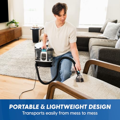 Vacmaster 30 Series Mini Portable Carpet & Upholstery Spot Cleaner Machine | 16KPa Power Suction includes tough stain tool and hose cleaner for Pets, Area Rugs and Couches - color: Denim