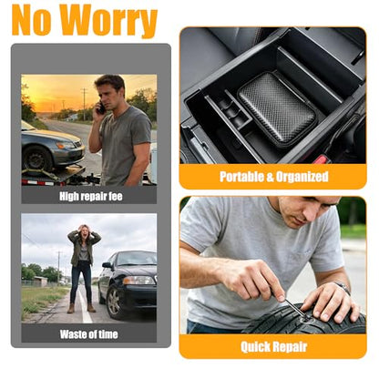60 PCS Tire Repair Rubber Nails Kit, Vacuum Tire Screw Plugs, Fast Self-Service Tire Repair Tool for Car, Truck, Motorcycle, Bike, Tractor Puncture Repair Kit (Screwdriver Included)