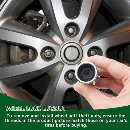 D-Wheel Locking Lug Nut Removal Tool, Professional Locking Lug Nuts Key | Lug Nut Remover, Steel Drive Wheel Lock Key with Socket Anti-Theft Wheels Nut Remover & Installer, Fit for Most Cars