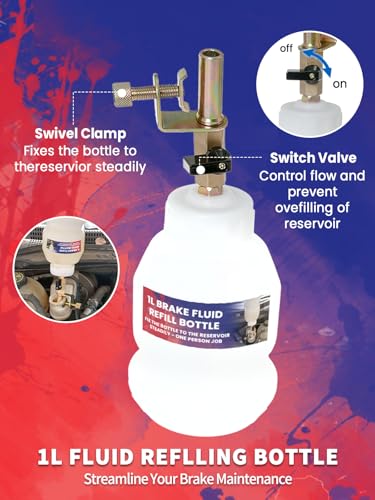 3L Vacuum Brake Bleeder Kit One Person Pneumatic Brake Fluid Bleeder Kit with 3L Fluid Extractor and 1L Refilling Bottle