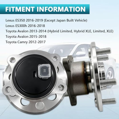 512454 512455 Rear Wheel Bearing Hub Assembly for Toyota Camry 2012-2017 | Hub for Avalon 2013-2018, Lexus ES350 ES300h 2016-2019, Eliminates Noise, Fixes ABS & Hub Issues, Simple Installation - size: 512454