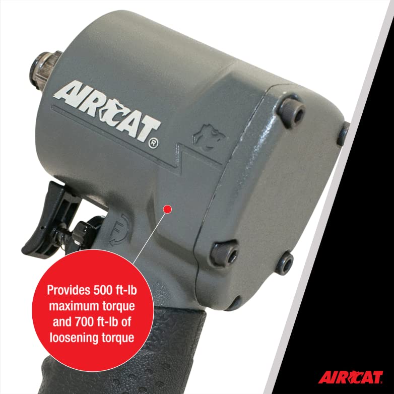 AIRCAT Pneumatic Tools 1077-TH: Stubby Impact Wrench 700 ft-lbs - 3/8-Inch - size: 3/8-Inch (Pack of 1)