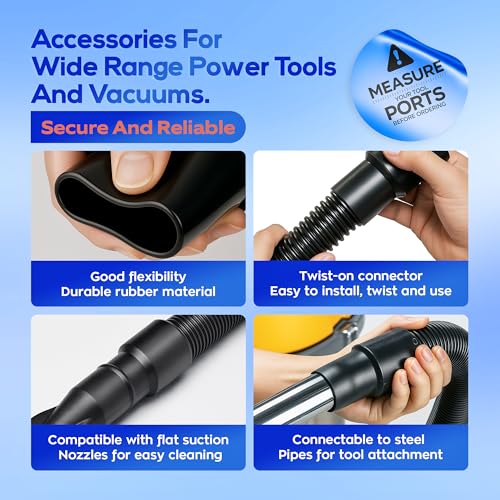 10 Foot Long Dust Collection Power Tool Hose Kit with 5 Fittings Universal for Multiple Tools & Vacuums - size: 10FT HOSE KITS