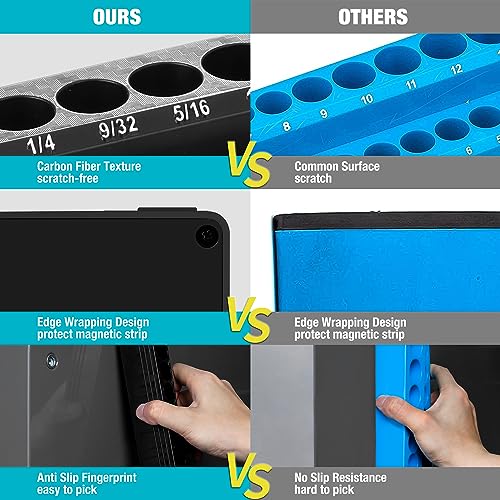 DURATECH Magnetic Socket Organizer, 1/4" SAE Socket Tray Holds 26 Standard & Deep Sockets, Magnetic Sockets Holder - size: 1/4" DR, SAE