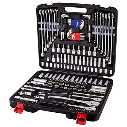Powerbuilt 200 Piece 1/4-inch, 3/8-inch, and 1/2-inch Drive Mechanics Tool Set - with SAE and Metric Socket Set, Powerbuilt XT 90 Tooth Seal-Head Ratchets, including Case - 642472 - size: 200 Piece