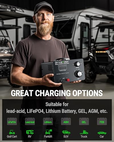 Adjustable Battery Charger 6V 8V 12V 24V,15A Automatic Battery Maintainer,Battery Desulfator Maintainer for Lead-Acid LiFePO4 Lithium,Great Automotive Golf Cart Truck Motorcycle Lawn Mower(X15)