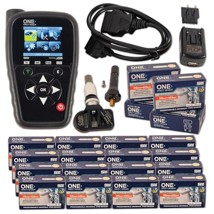 Silverback One-Direct TPMS Programmable Sensor Set of 20 and Ateq SM47 TPMS Tool, Multi-Frequency 314.9MHz, 315MHz & 433MHz OE-Level Universal Sensor Programmable by Any Ateq Manufactured TPMS Tool. - size: 20 Pack with Tool