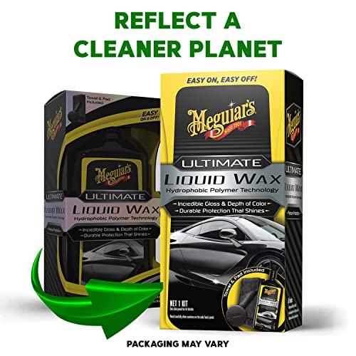 Meguiar's Ultimate Liquid Wax, Improved Liquid Car Wax Formula for Durable Protection that Shines, Premium Towel and Applicator Pad Car Accessories Included, 16 Oz Bottle - size: 16 Fl Oz (Pack of 1), style: Liquid Wax