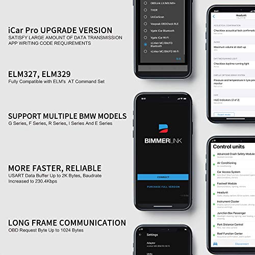 Vgate vLinker BM+ OBD2 Bluetooth Scanner for BMW/Mini BimmerCode, Car Code Reader for iOS, Android, and Windows - size: vLinker BM+ BLE4.0 - Android & iOS & Windows