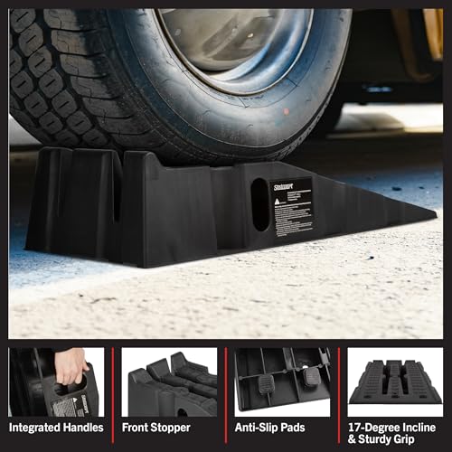 Car Ramps 2-Pack - Heavy-Duty Car Lifts for Home Garage or Shop - 13,000lb GVW Capacity, 6,500lb Load Capacity Per Pair, 3,250lb Per Ramp - SUV, Agricultural Vehicle, or Pickup Truck Ramp by Stalwart