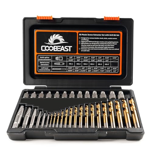 35 Pcs Screw Extractor Set,Left Hand Drill Bits Set Screw Extractor Kit | High-Hardness,Wear Resistance,Easy Out Screw, Stocking Stuffers for Men,with Portable Case,Gifts for Adults Him,Home DIY - size: 35 PCS