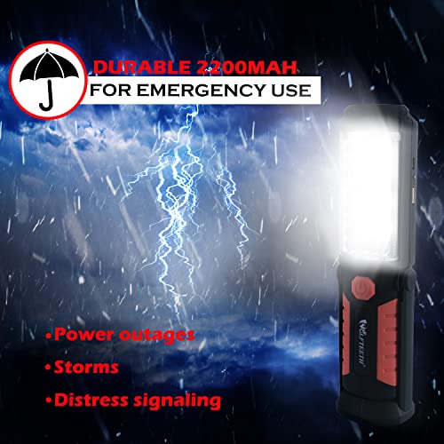 Wolfteeth Rechargeable Magnetic LED Work Light for Mechanics - 360° Rotating Underhood Flashlight with Magnetic Base, Portable Worklight for Auto Repair/Camping/Outdoor Emergencies