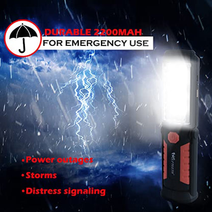 Wolfteeth Rechargeable Magnetic LED Work Light for Mechanics - 360° Rotating Underhood Flashlight with Magnetic Base, Portable Worklight for Auto Repair/Camping/Outdoor Emergencies