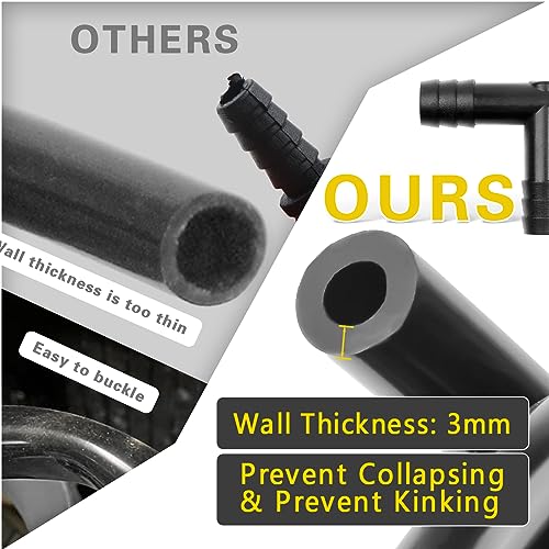 Shineyoo Silicone Vacuum Tubing Hose 6.6 FT 6PCS With Vacuum Connector 12 Sizes 128PCS, 1/8" 5/32" 3/16" 1/4" 5/16" 3/8" ID High Performance 130PSI, Engine Automotive Vacuum Silicone Hose Line Kits - size: 1/8"+5/32"+3/16"+1/4"+5/16"+3/8"+Connector