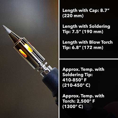 Solder-It SolderPro-70 Soldering Iron Kit (PRO-70K) | With Tips and Case | 410F - 850F Butane Torch Lighter | Cordless and Portable Soldering Gun | Home Improvement Tools and Soldering Kit Essential