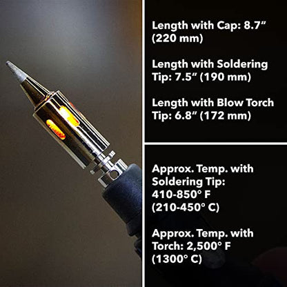 Solder-It SolderPro-70 Soldering Iron Kit (PRO-70K) | With Tips and Case | 410F - 850F Butane Torch Lighter | Cordless and Portable Soldering Gun | Home Improvement Tools and Soldering Kit Essential