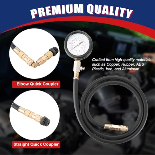 NYXOVA Oil Pressure Tester Kit, Professional Oil Pressure Gauge Tool for Engine Diagnostic Test, 0-140 PSI Engine Oil Pressure Diagnostic Tester Tool with Hose Adapters for Cars ATVs Trucks Use