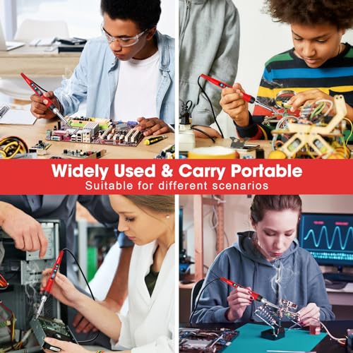 Soldering Iron Kit, Soldering Welding Iron Kit with Ceramic Heater, Portable Soldering Kit with with Tips, Solder Wick Braid, Stand, Solder Wire, Sponge, Flux Paste