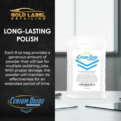 Optical Grade Cerium Oxide 8oz Glass Repair Powder | Glass Window and Windshield Repair | Optical Grade, for use with Camera, Scope, Binocular Lens | Remove Scratches and Scuffs (8oz) - style: 8oz