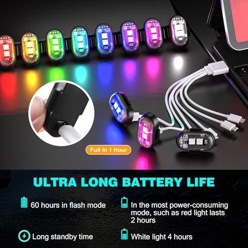 6PCS Wireless LED Lights for Car, Remote Control RGB Lights for Bike Trucks | Rechargeable RGB LED Lights Create Custom Lighting Effects for Cars, Motorcycles, Trucks, Drone, Camping, Outdoor Events - size: 6PCS