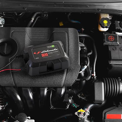 Schumacher Electric 1.5A Onboard Car Battery Charger and Maintainer, 3-in-1 Solution, for 6V/12V Power Sport, Automotive, and Marine Batteries, SC1587