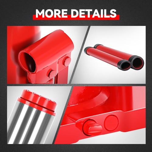 Auto Dynasty 10 Ton Hydraulic Bottle Jack, Automotive Welded Bottle Jack for Car, Pickup Truck, RV, Auto Repair, 9" to 18" Lifting Range (Red) - color: Red, size: 10 Ton