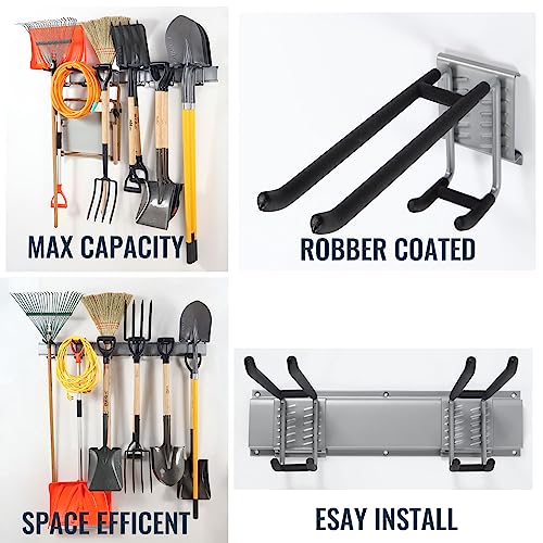 Aking Ace 48-Inch Garage Wall Organizer, Heavy-Duty Hook Set, 350lbs | Adjustable hooks for custom spacing, Organizes rakes, shovels & power tools, Ideal for shed organiztion - size: 48inch