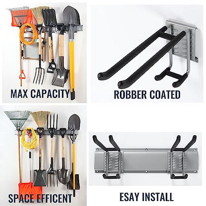 Aking Ace 48-Inch Garage Wall Organizer, Heavy-Duty Hook Set, 350lbs | Adjustable hooks for custom spacing, Organizes rakes, shovels & power tools, Ideal for shed organiztion - size: 48inch
