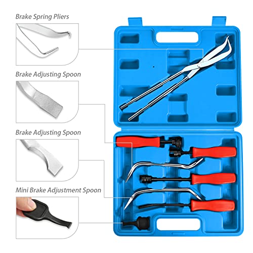 DNA Motoring TOOLS-00244 8-Pcs Brake Service Kit, Brake Spring Installer Remover Plier Tools Set with Carrying Case,Blue - color: Blue