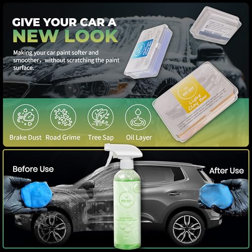 Magic Shield Triple Clay Bar with Spray – 100g Light, Medium & Heavy Bars + GlideTech Lubricant Spray | Professional Auto Detailing, Deep Cleaning & Shine Restoration - size: Triple clay bars w/ spray