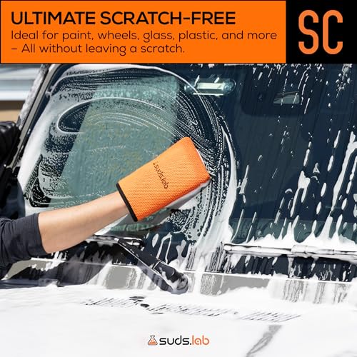 Suds Lab SC Synthetic Clay Mitt for Car Detailing – Reusable Clay Bar Mitt to Remove Paint Overspray, Water Spots, Tree Sap & Rail Dust from Paint, Glass & Plastic