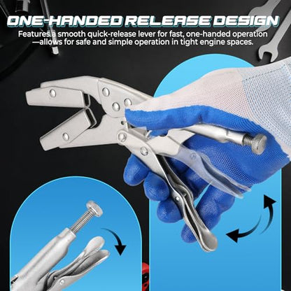 NATGAI 10" Radiator Hose Clamp Set, Heavy Duty Self-Locking Pinch Off Pliers, Universal for Automobile Radiator Pipes, Fuel Hoses, Water & Vacuum Lines, Pipe Sealing Lock Tool (4 Pack) - size: 4 Pack