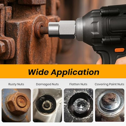 Impact Bolt & Nut Remover Set,14 Pieces Bolt Extractor Tool Set, 3/8" Drive Impact Bolt & Nut Remover Socket Tool Kit, Stripped For Damaged, Frozen, Studs, Rusted, Nuts & Screws, Tools Gifts for Men