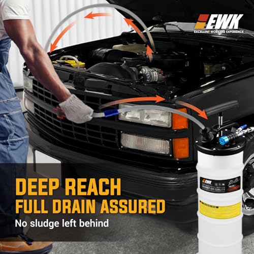 EWK 6.5L Pneumatic/Manual Oil Extractor, Oil Change Pump for Automotive Fluids Vacuum Evacuation, Fluid Extractor Pump Tool for DIY Mechanics - size: 6.5L