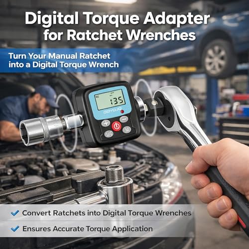 GOYOJO Digital Torque Wrench Adapter, 4-135Nm (2.95-99.6 ft-lb) Electronic Torque Converter with Digital Display, 1/2", 1/4", 3/8" Adapters for Motorcycles, Engine Maintenance, and Versatile DIY Use