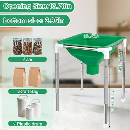 Extra Large Silicone Collapsible Funnel Compatible with Harvest Right Freeze Dryer, Wide Mouth Funnel with Stand Fits All Size Dryer Trays for Mason Jar & Mylar Bags Freeze Dryer Accessories
