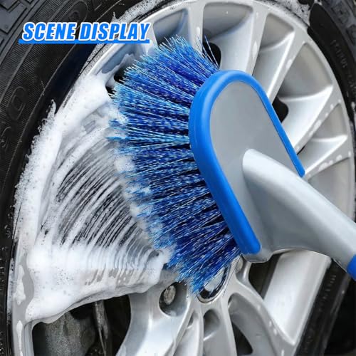 Craedli Wheel and Tire Brush for Car Detailing, Scratch-Free Tire Rim Cleaner Car Short Handle Scrub Brush, Ergonomic Auto Wash Cleaning Supplies for Truck SUV Motorcycle(1PC) - size: 1PC