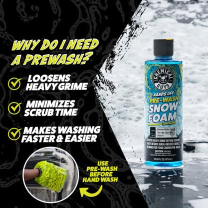Chemical Guys, Snow Foam Pre Wash Car Wash Soap for Foam Cannons, 64 oz | High-suds snow foam pre-soak for foam cannons and foam guns; loosens dirt and grime before your contact wash. Dilutable. - size: 64 Fl Oz (Pack of 1)