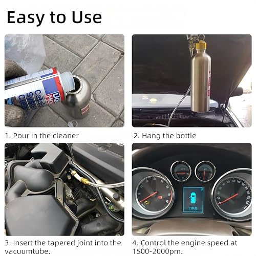 Fuel and Exhaust System Cleaning Tool, Diesel Fuel Injector Cleaner Kit, 600ML Stainless Steel Hanging Bottle Catalytic Cleaner Tool, Three-Way Self-Priming, Adjustable Liquid Flow