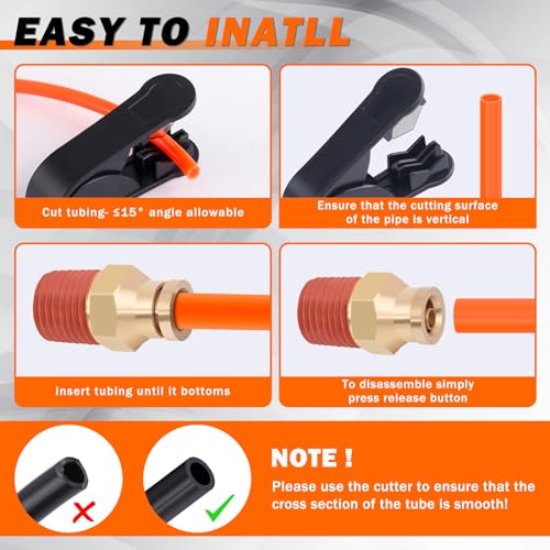 Air Line Kit for Air Spring Bag Suspension with Fittings, 25 FT PA Hose Truck Airbag Line with 1/4 NPT DOT Air Fittings, Replacement Valve for Airbag Suspension in Semi Truck Trailer - size: 9 PCS