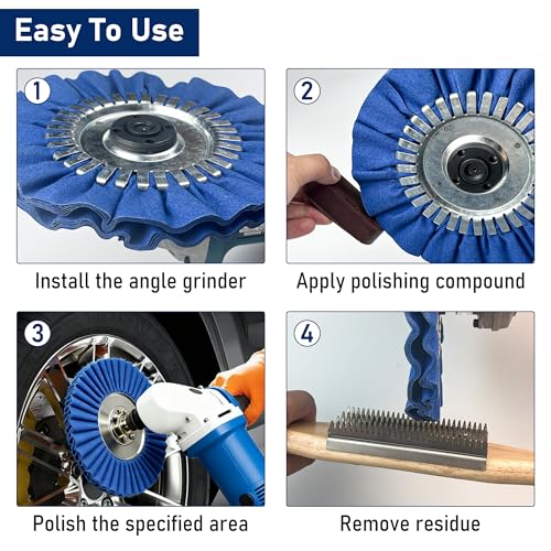 11PCS 8" Airway Buffing Wheels with Flange-Free One-Piece Hub | Flange-Free Installation | 5/8" Arbor Hole | 11mm Thickened Hub | Aluminum Polishing Kit | Mirror Finish | Angle Grinder - size: 8" Airway Buffing Wheels