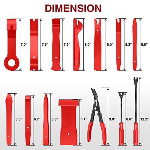 Nilight 40Pcs Auto Trim Removal Tool Set,Car Panel Audio Removal Tool, Clip Plier Upholstery Remover Removal Tool, Precision Hook and Pick Set,Car Film Scraper - color: Red, size: 40Pcs